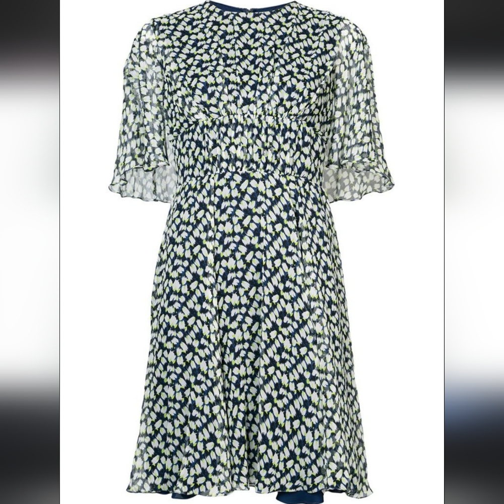 Jason Wu Silk Chiffon Navy Pattern Azure Multi Fl… - image 1